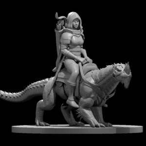 Elf Female Drake Warden Ranger with Drake Mount w Leather Armor