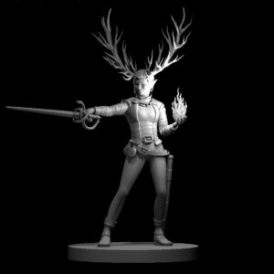 Elf Female Fey Hexblade Warlock w Antlers