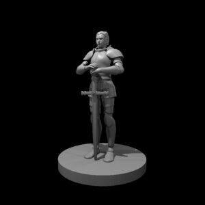 Female Human Knight leaning on sword