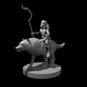 Halfling Female Druid Riding a Wolf