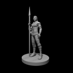 Human Female Fighter  with spear relaxed