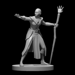 Human Female Wizard 2 bald w staff of withering