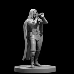 Human Male Bard 3 playing bugle with clown nose.JPG