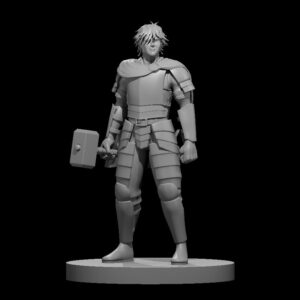 Human Male Fighter Heavy Armor and Warhammer