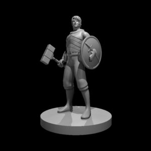 Human Male Fighter hammer and shield