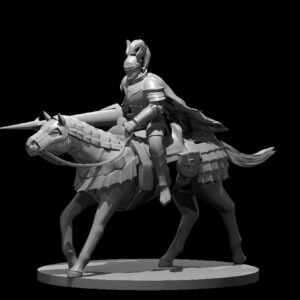 Human Male Paladin 3 w Lance Mounted