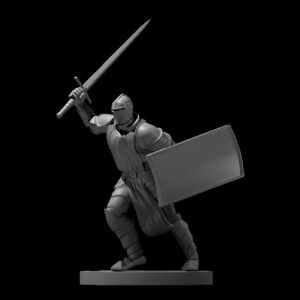 Human Male Paladin with Tower Shield Charging