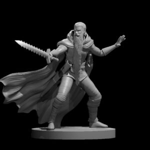 Human Male Rogue 6 w spiked sword and long beard