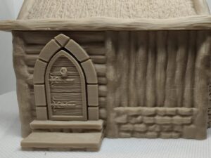 Onbewerkte foto van 3D-geprinte miniatuur of scenery, toont printkwaliteit en detailniveau