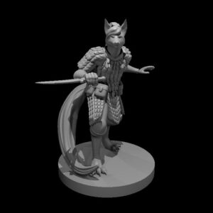 Kitsune Cleric with Scale Armor and Dagger