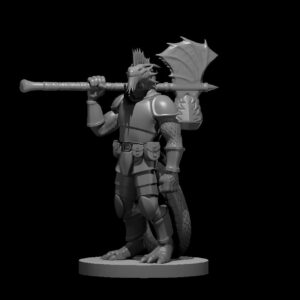 Silver Dragonborn War Cleric with Axe Maul Combo
