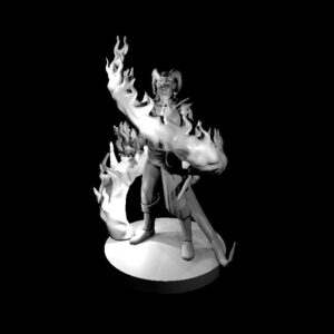 Tiefling Male Sorcerer 2 with Swirling Flames