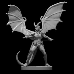 Tiefling Winged Female Ranger Two Swords