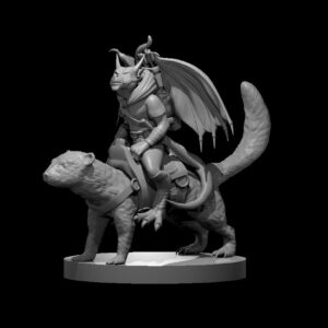 Winged Kobold Ranger on a Dire Weasel